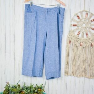 Lane Bryant Wide Leg Linen Capri Pants S01
